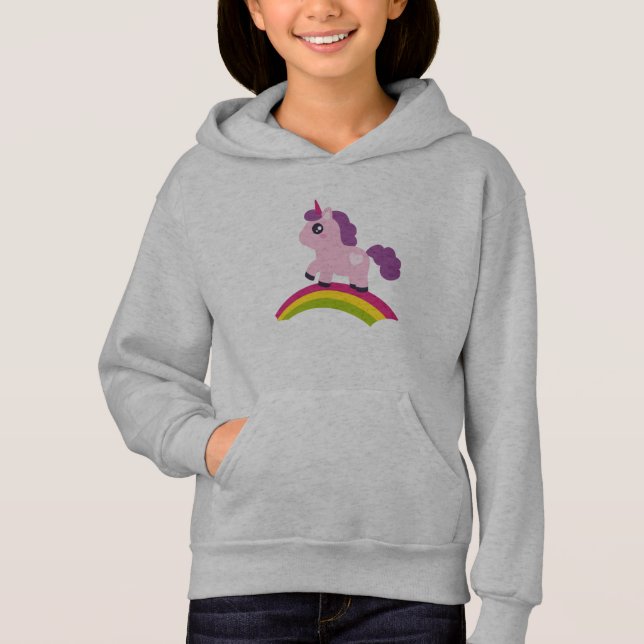 Cute Pink Unicorn on a Rainbow (Front)