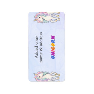 Cute pink unicorn pattern personalised name label