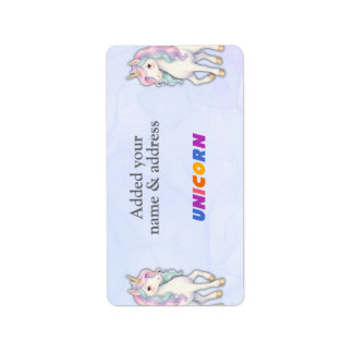 Cute pink unicorn pattern personalised name label