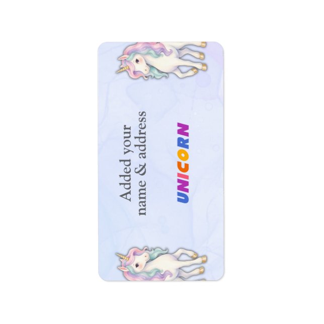 Cute pink unicorn pattern personalised name label (Front)