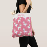 Cute Pink Unicorn Pattern Personalised Tote Bag<br><div class="desc">Cute Pink Unicorn Tote Bag. Personalise it with your name. Great gift idea.</div>