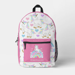 Cute Pink Unicorn - Personalise Printed Backpack
