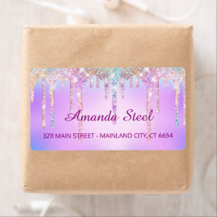 Cute Pink Unicorn Rainbow Glitter Drips monogram 