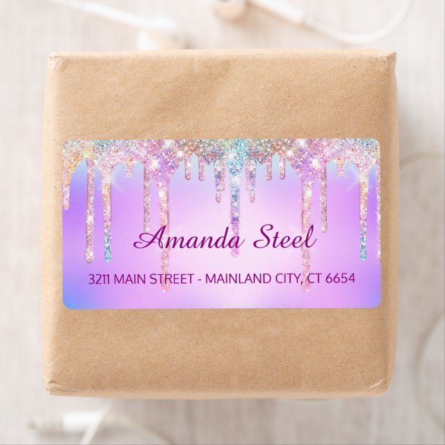 Cute Pink Unicorn Rainbow Glitter Drips monogram  (Insitu)
