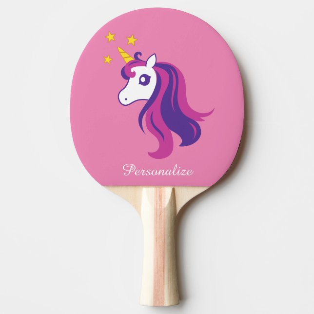 Cute pink unicorn table tennis ping pong paddle (Front)