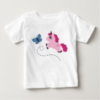 Cute Pink Unicorn with a Butterfly