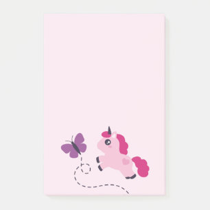 Cute Pink Unicorn with a Butterfly Post-it Notes