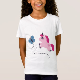 Cute Pink Unicorn with a Butterfly T-Shirt