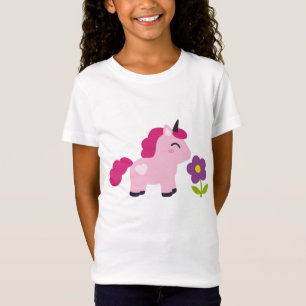 Cute Pink Unicorn with a Flower T-Shirt