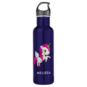 Cute Pink Unicorn with Wings 710 Ml Water Bottle