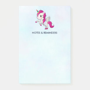 Cute Pink Unicorn with Wings Post-it Notes