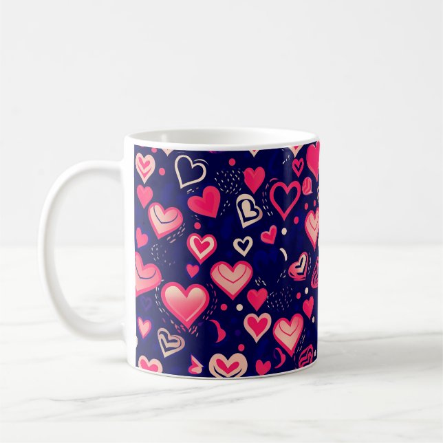 Cute Pink Valentine Hearts Coffee Mug (Left)