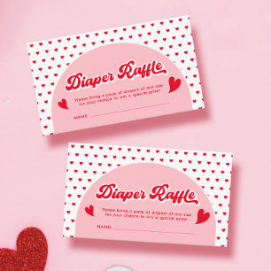 Cute Pink Valentines Baby Shower Diaper Raffle Enclosure Card