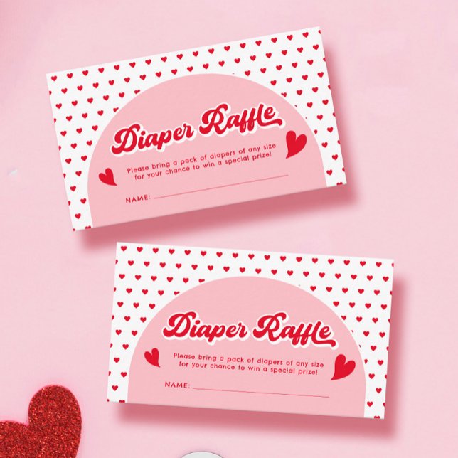 Cute Pink Valentines Baby Shower Diaper Raffle Enclosure Card (Creator Uploaded)