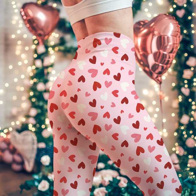 Cute Pink Valentine's Day Heart Pattern Leggings (Creator Uploaded)