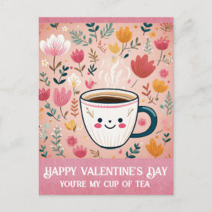Cute Pink Valentines Day You're My Cup of Tea Postcard