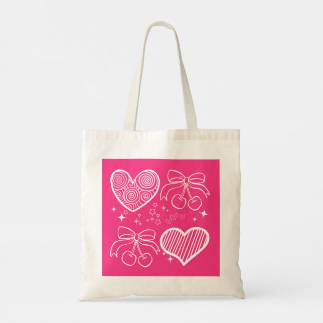 Cute Pink Vibes Tote Bag (Back)