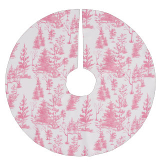 Cute Pink Vintage Pine Tree Christmas Brushed Polyester Tree Skirt
