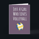 Cute Pink Volleyball Cards Team Sports Player<br><div class="desc">Title: Cute Pink Volleyball Cards Team Sports Player Celebrate the passionate athlete with this Cute Pink Volleyball Cards Team Sports Player, featuring the proud quote: "Just A Girl Who Loves Volleyball." This themed card is a unique and charming gift perfect for Christmas (Xmas), Thanksgiving, Halloween, birthday celebrations, White Elephant Gifts,...</div>