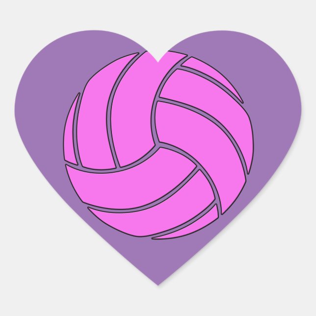 Cute Pink Volleyball Heart Scrapbook / Party Decor Heart Sticker (Front)