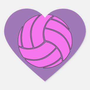 Cute Pink Volleyball Heart Scrapbook / Party Decor Sticker