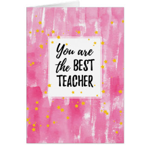 Cute Pink Watercolor Best Teacher Appreciation