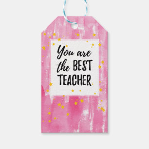 Cute Pink Watercolor Best Teacher Appreciation Gift Tags