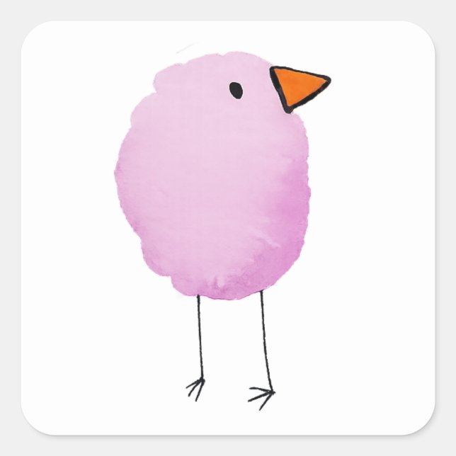Cute Pink Watercolor Bird Sticker (Front)