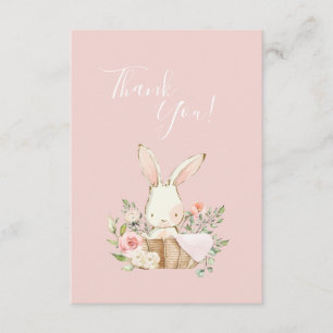 Cute Pink watercolor Bunny Baby Shower Thank You Card