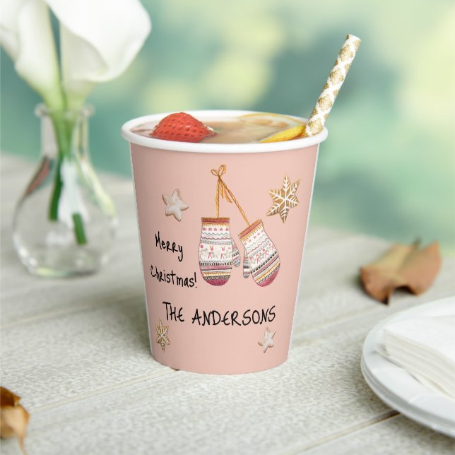 Cute Pink Watercolor Country Rustic Illustrations Paper Cups (Insitu)