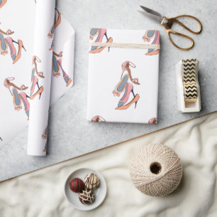 Cute Pink Watercolor Diva Glam Stilettos Wrapping Paper