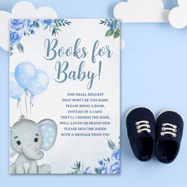 Cute Pink Watercolor Elephant, Baby Shower Boy Enclosure Card (Creator Uploaded)