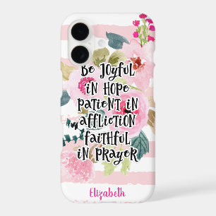 Cute Pink Watercolor Flowers Christian Bible Verse