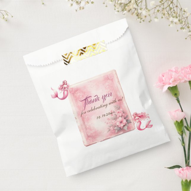 Cute pink watercolor girly castle fairy princess favour bags (Sealed)