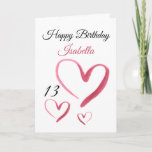 Cute Pink Watercolor Heart 13th Birthday  Card<br><div class="desc">Cute Pink Watercolor Heart 13th Birthday, a cute birthday design made for any granddaughter. If you're looking for some pretty granddaughter birthday cards, teenager birthday cards or thirteenth birthday cards, this one is for you. The design features some cute watercolor hearts, something attractive and beautiful, so, don't hesitate to personalise...</div>
