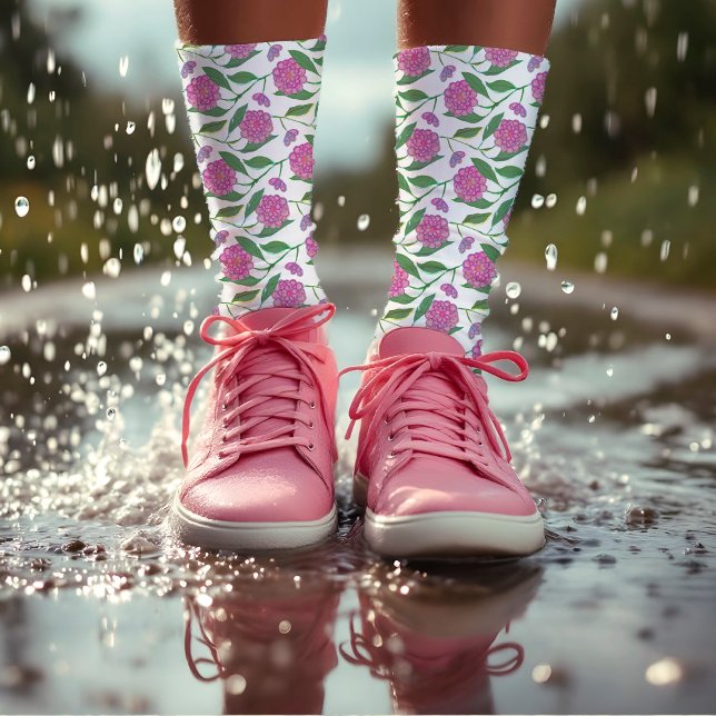  Cute Pink Watercolor Liberty Floral Pattern Girly Socks (Creator Uploaded)