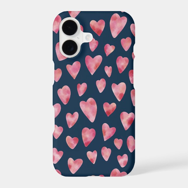 Cute Pink Watercolor Love Heart Pattern (Back)