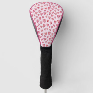 Cute Pink Watercolor Love Heart Pattern Golf Head Cover