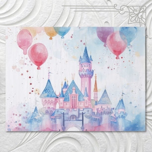 Cute Pink Watercolor Princess Castle  Tissue Paper