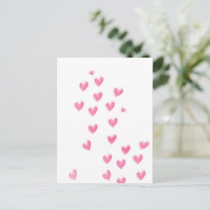 Cute Pink Watercolour Hearts Postcard