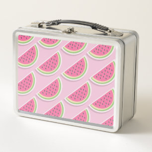 Cute Pink Watermelon Pattern Metal Lunch Box