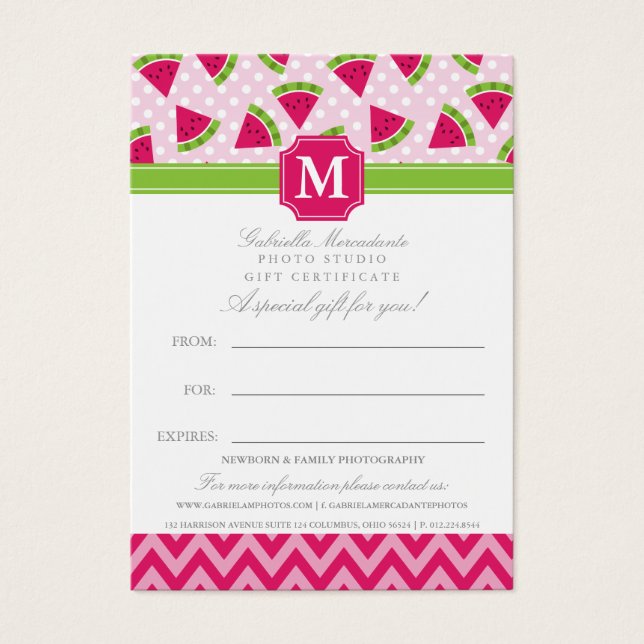 Cute Pink Watermelon Polka Dots Chevron Monogram (Front)