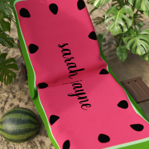 Cute Pink Watermelon Seeds Custom Beach Towel