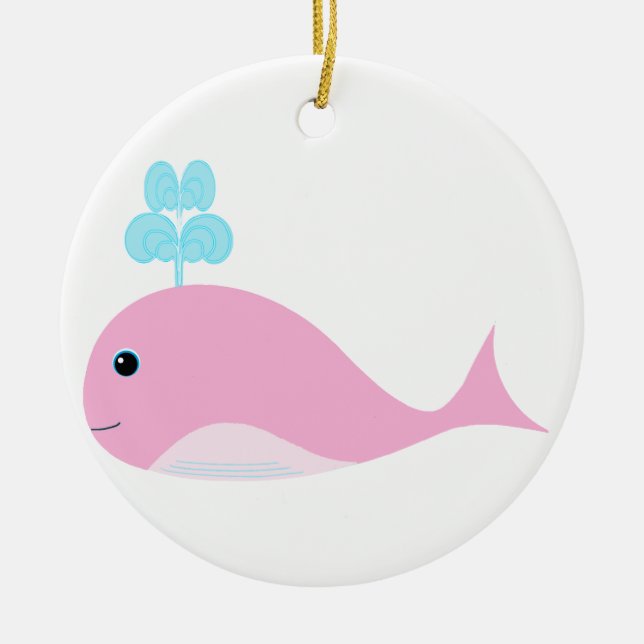 Cute Pink Whale Ceramic Tree Decoration (Front)