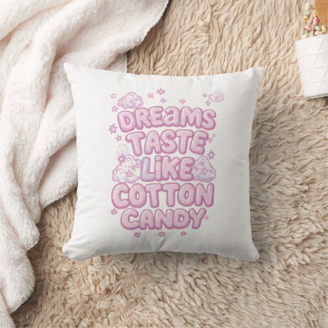 Cute Pink Whimsical Dreamer Typography Cushion (Blanket)