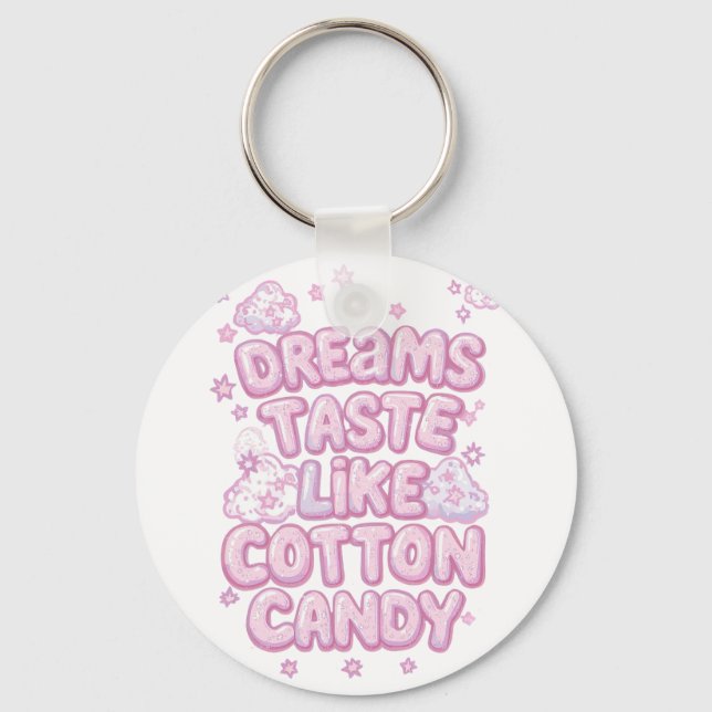 Cute Pink Whimsical Dreamer Typography Key Ring (Front)