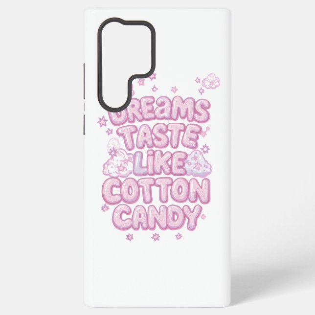 Cute Pink Whimsical Dreamer Typography Samsung Galaxy S22 Ultra Case (Back)