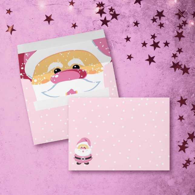 Cute pink whimsical Santa Claus Christmas holiday Envelope (Creator Uploaded)