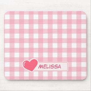Cute Pink & White Chequerboard Custom Mouse Pad
