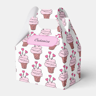 Cute Pink & White Cupcakes Gable 2 Favour Box